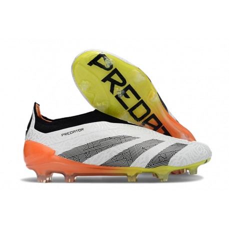 Scarpe adidas Predator Elite Senza Lacci FG Bianco Nero Arancione