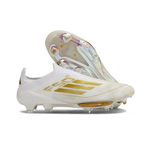 Scarpe adidas F50+ Senza Lacci FG Ftwr Bianco Oro Met Ftwr Bianco