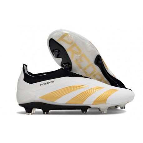 Scarpe da Calcio adidas Predator Elite Senza Lacci FG Bianco Oro