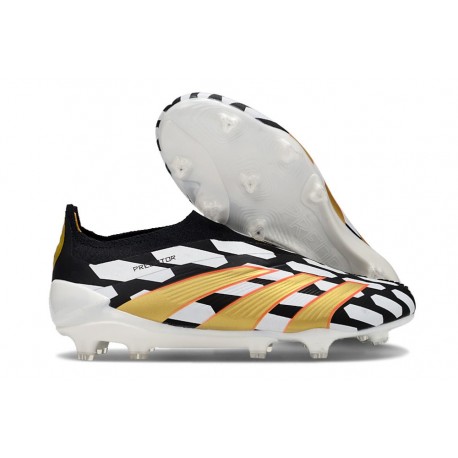 Scarpe da Calcio adidas Predator Elite Senza Lacci FG Nero Bianco Oro