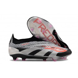 Scarpe da Calcio adidas Predator Elite Senza Lacci FG Argento Nero Rosso