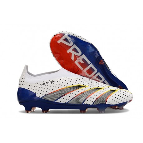 Scarpe da Calcio adidas Predator Elite Senza Lacci FG Bianco Grigio Blu Rosso