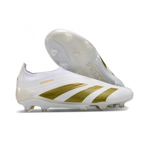 Scarpe da Calcio adidas Predator Elite Senza Lacci FG Bianco Oro